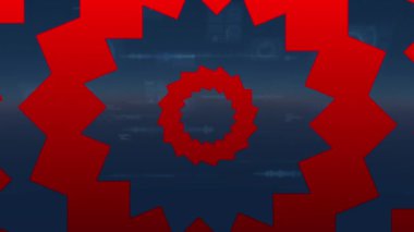 Veri işleme üzerinde kırmızı dönen desen animasyonu. küresel bağlantılar ve dijital arayüz konsepti dijital olarak oluşturulmuş video.