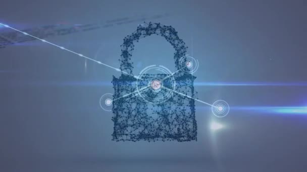 Animação Cadeado Segurança Line Redes Conexões Sobre Processamento Dados Segurança — Vídeo de Stock