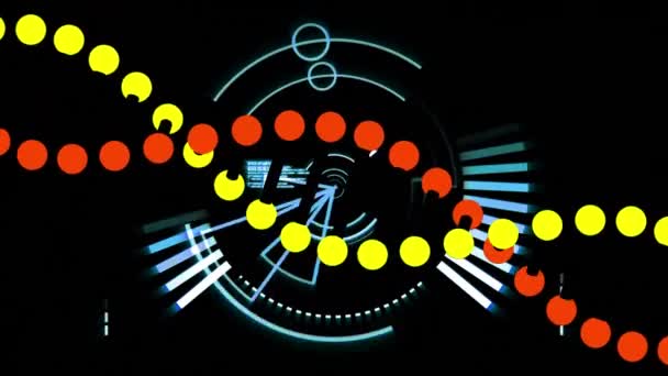 Animación Digital Estructura Del Adn Girando Contra Escáner Redondo Procesamiento — Vídeo de stock