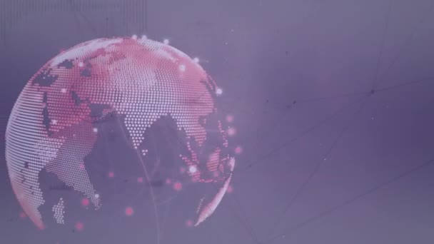 Animation Tournant Globe Réseau Connexions Avec Lumière Rose Fumée Technologie — Video