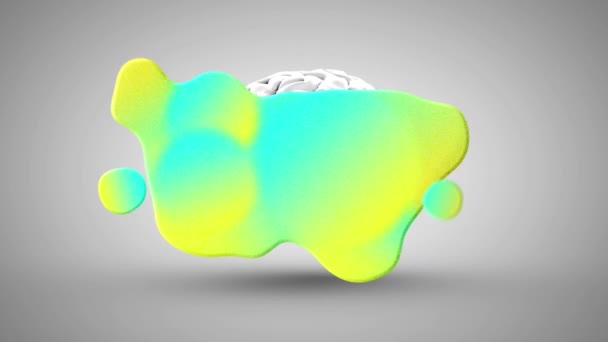 Animation Numérique Effets Liquides Sur Cerveau Humain Filant Sur Fond — Video