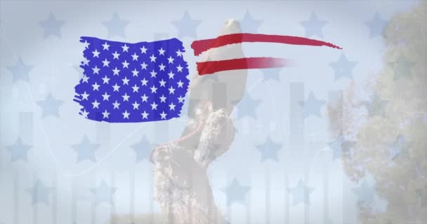 Padrão Design Bandeira Americana Múltiplas Estrelas Contra Águia Sentada Ramo — Vídeo de Stock