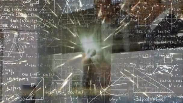 Animazione Calcoli Matematica Portata Circolare Starburst Che Muovono Uomini Affari — Video Stock