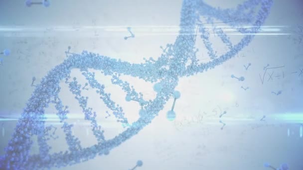 Animation Dna Strand Spinning Molecules Medical Data Processing Global Science — Stock Video