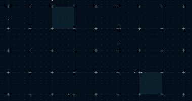 Izgara arka planında beyaz işaretli mavi karelerin resmi. dijital arayüz küresel bağlantı ve dijital olarak oluşturulan iletişim konsepti.