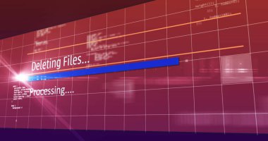 Ekranda titreşen metin dijital arayüzü silme resmi. küresel bağlantılar, veri işleme, hesaplama ve dijital arayüz kavramı dijital olarak oluşturuldu.