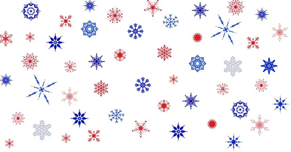 Zusammensetzung Von Schneeflocken Den Farben Der Amerikanischen Flagge Auf Weiß — Stockfoto