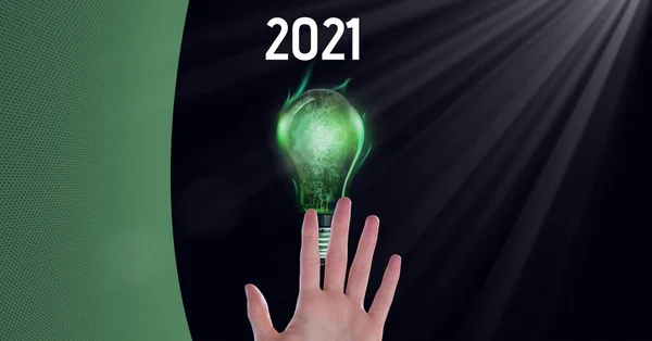 Σύνθεση Σαλονιού Green Copy Space Για Έτος 2021 Χειροποίητη Και — Φωτογραφία Αρχείου