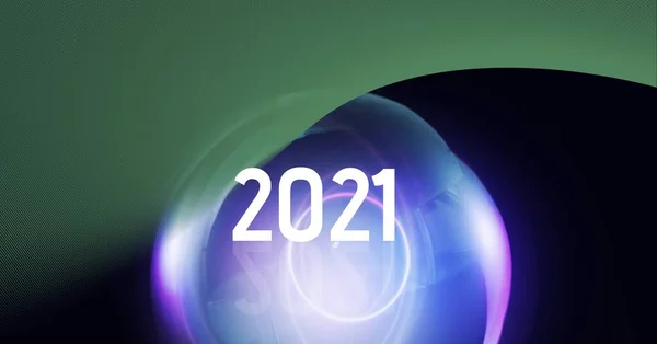 Složení Roku 2021 Nad Fialovou Žárovkou Globální Digitální Rozhraní Technologie — Stock fotografie