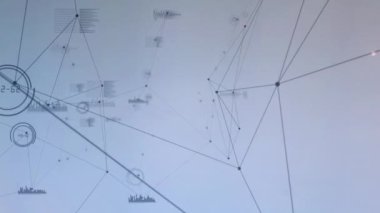 Gri arkaplan üzerinde insanlarla dijital bağlantı ağının animasyonu. küresel bağlantılar, teknoloji ve dijital arayüz konsepti dijital olarak oluşturulmuş video.