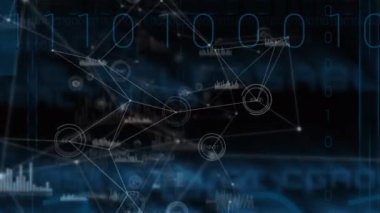 İkili kodlama üzerinden bağlantı ağının animasyonu. küresel dijital arayüz, teknoloji ve ağ konsepti dijital olarak oluşturulmuş video.