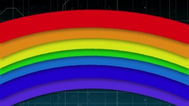 Veri işleme üzerinde gurur gökkuşağının animasyonu. küresel insan hakları hareketi, dijital arayüz, teknoloji ve ağ konsepti dijital olarak oluşturulmuş video.