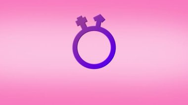 Pembe arka planda mor cinsiyet sıvısı sembolünün animasyonu. cinsiyet kimliği, cinsel yönelim ve eşitlik kavramı dijital animasyon.