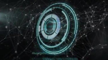 Ekranlar ve bağlantılar ağı üzerinden tarama alanının animasyonu. küresel teknoloji, bağlantılar ve dijital arayüz konsepti dijital olarak oluşturulmuş video.