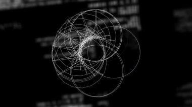 Siyah zemin üzerinde veri işleme 3D motor animasyonu. küresel dijital arayüz, teknoloji ve ağ konsepti dijital olarak oluşturulmuş video.