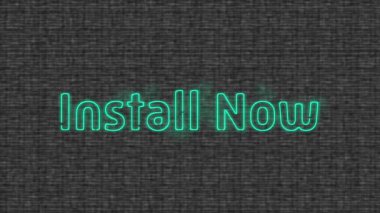 Mavi neon metnin animasyonu, şimdi yükleyin, gri desenli arkaplanda. Sosyal medya ve küresel iletişim arayüzü teknolojisi kavramı dijital olarak oluşturulmuş video.