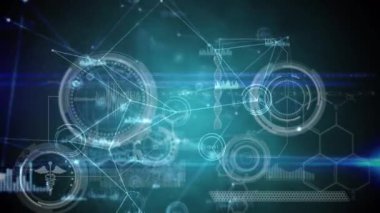 DNA ipliği ve tıbbi veri işleme ile bağlantı ağının animasyonu. küresel iş, dijital arayüz, teknoloji ve ağ konsepti dijital olarak oluşturulmuş video.