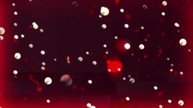 Kırmızı arka planda hipnotik hareketle hareket eden birden fazla parlak noktanın animasyonu. desen ve renk konsepti dijital olarak oluşturulmuş video.