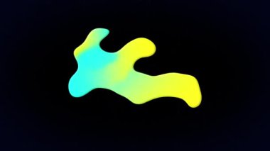 Animation of glowing yellow and blue blob flowing on black background. global digital interface, technology and networking concept digitally generated video.