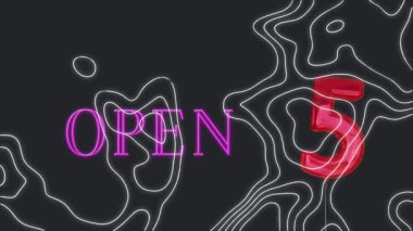 Animation of open text with 5 balloon on black background. party and celebration concept digitally generated video.