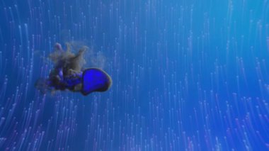 Arka planda hipnotik hareketlerle hareket eden çoklu mavi ışık izleri. desen, ışık ve renk konsepti dijital olarak oluşturulmuş video.