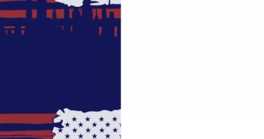 Beyaz üzerine kopya alanı olan kırmızı, beyaz ve mavi Amerikan bayrağının animasyonu. Vatanseverlik, bağımsızlık ve kutlama konsepti dijital olarak oluşturulmuş video.