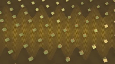 Çizgili arka planda hipnotik hareketlerle hareket eden birkaç sıra küpün animasyonu. desen ve renk konsepti dijital olarak oluşturulmuş video.