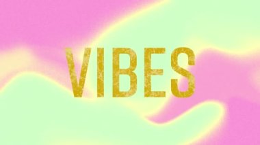 Pembe ve yeşil kıvrımlı arka planda parlayan altınla metin titreşimlerinin animasyonu. pozitif duygular, kutlama ve refah konsepti, dijital olarak oluşturulmuş video.