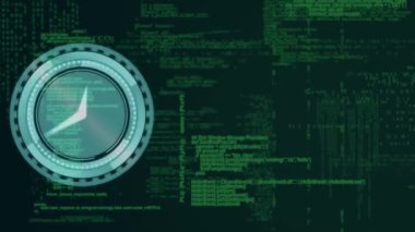 Dijital veri işleme üzerinde ilerleyen saatin animasyonu. küresel teknoloji, bağlantılar ve dijital arayüz konsepti dijital olarak oluşturulmuş video.