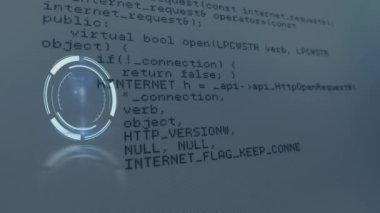 Dijital veri işleme üzerinde taramaların animasyonu. küresel teknoloji, bağlantılar ve dijital arayüz konsepti dijital olarak oluşturulmuş video.