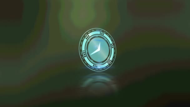 Animación Del Reloj Moviéndose Rápido Sobre Fondo Verde Tecnología Global — Vídeos de Stock