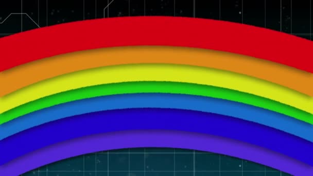 Animation Des Stolzes Regenbogen Über Datenverarbeitung Globale Menschenrechtsbewegung Digitale Schnittstelle — Stockvideo