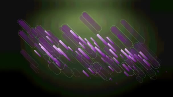 Animation Multiple Purple Light Trails Moving Green Background Pattern Colour — Stock Video