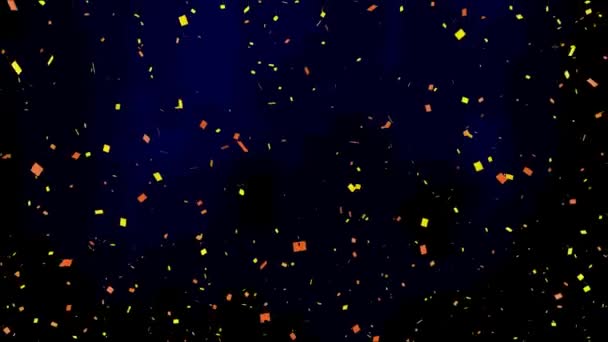 Animatie Van Goud Rode Confetti Vallen Zwarte Achtergrond Viering Party — Stockvideo