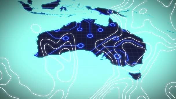 Animacja Sieci Połączeń Mapie Globalny Interfejs Cyfrowy Technologia Koncepcja Sieci — Wideo stockowe