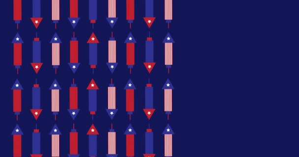 Animation American Flag Pattern Copy Space Blue Background Patriotism Armed — Stock Video