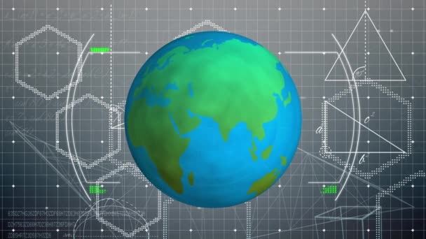 Анимация Земного Шара Над Размахом Сетью Связи Глобальный Цифровой Интерфейс — стоковое видео