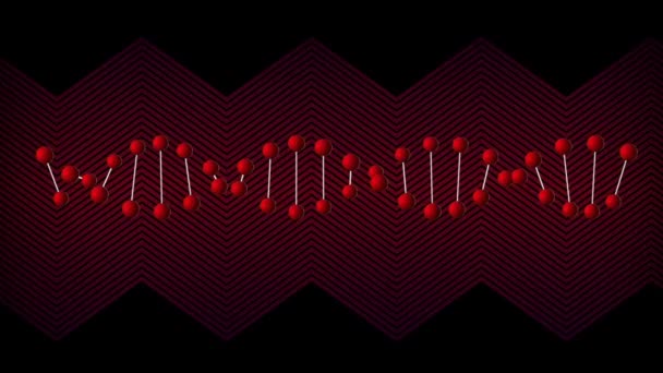 Animation Red Dna Strand Spinning Red Lines Global Science Digital — Stock Video