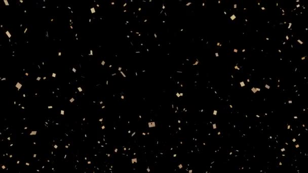 Анімація Золотого Конфетті Падає Чорний Фон Святкування Концепція Вечірки Цифрове — стокове відео