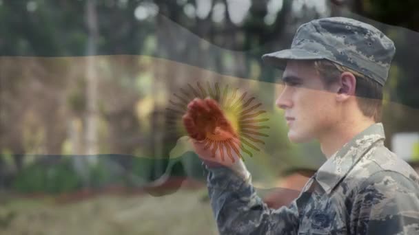 アルゼンチン旗を振って兵士のアニメーション 愛国心 保護の概念をデジタルで生成したビデオ — ストック動画