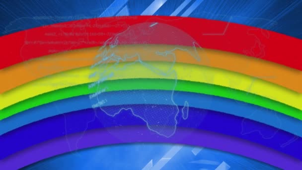 Animatie Van Globe Draaiend Pulserende Regenboog Wereldwijde Mensenrechten Gelijkheid Digitale — Stockvideo