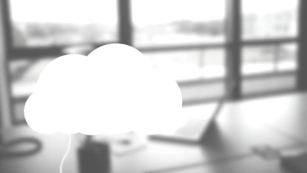 Animação Nuvens Ícones Digitais Sobre Laptop Mesa Interface Digital Global — Vídeo de Stock