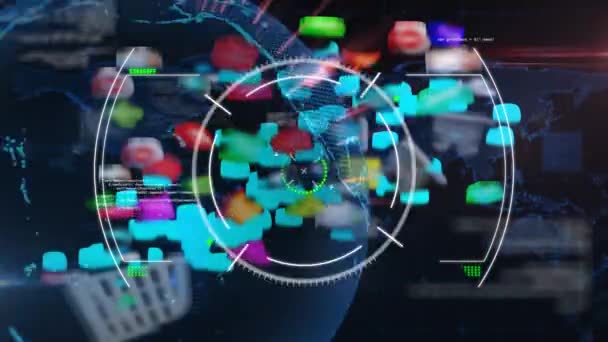 Animação Globo Com Ícones Rede Conexões Interface Digital Global Tecnologia — Vídeo de Stock