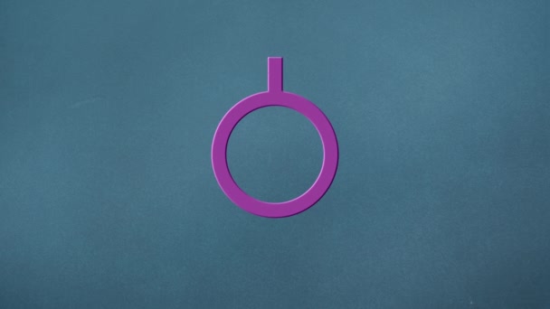 Animación Texto Masculino Con Símbolo Género Masculino Púrpura Gris Identidad — Vídeo de stock
