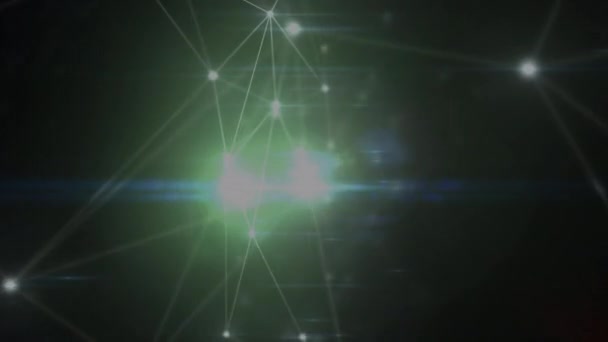 Animation du réseau de connexions sur fond vert. interface numérique mondiale, technologie et concept de réseau vidéo générée numériquement.