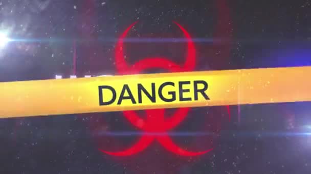 Animation Texte Urgence Covid Sur Bandes Symbole Danger Biologique Sur — Video