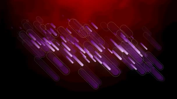 Анимирование Множества Фиолетовых Световых Дорожек Движущихся Красном Черном Фоне Шаблон — стоковое видео