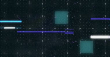 Mavi karelerin ve şebeke arkaplanındaki işaretleyicilerle taramanın görüntüsü. dijital arayüz küresel bağlantı ve dijital olarak oluşturulan iletişim konsepti.