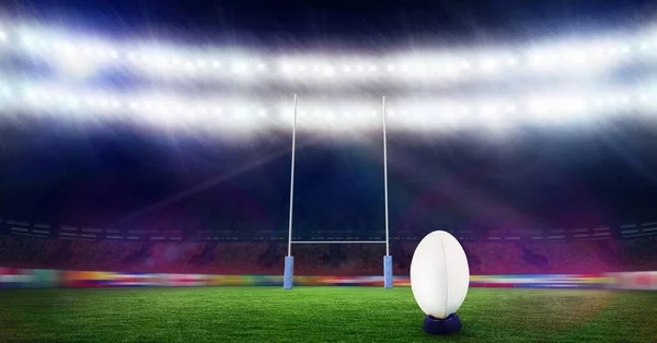 Composición Pelota Rugby Blanca Estadio Concepto Deporte Competición Imagen Generada —  Fotos de Stock