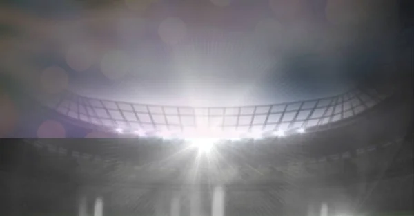 Composição Estádio Esportes Com Holofotes Brilhantes Espaço Cópia Conceito Global — Fotografia de Stock